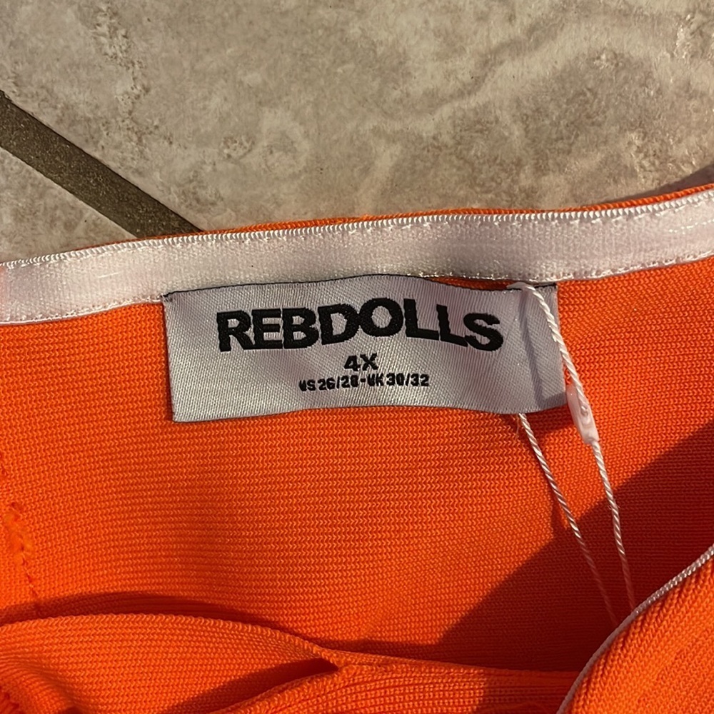 Nwt! Rebdolls Orange Double Take Ringed Cut Out Bandage Mini Dress 4x — image 4 of 8